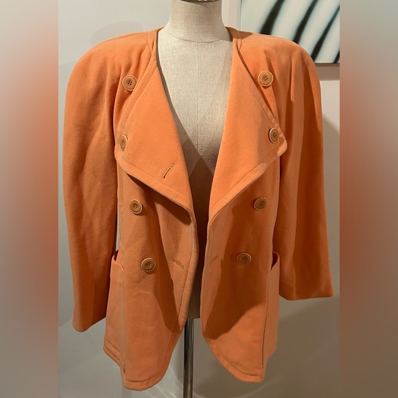 Escada VINTAGE Double-Breasted Orange‎ Jacket MEDIUM - Picture 2 of 13